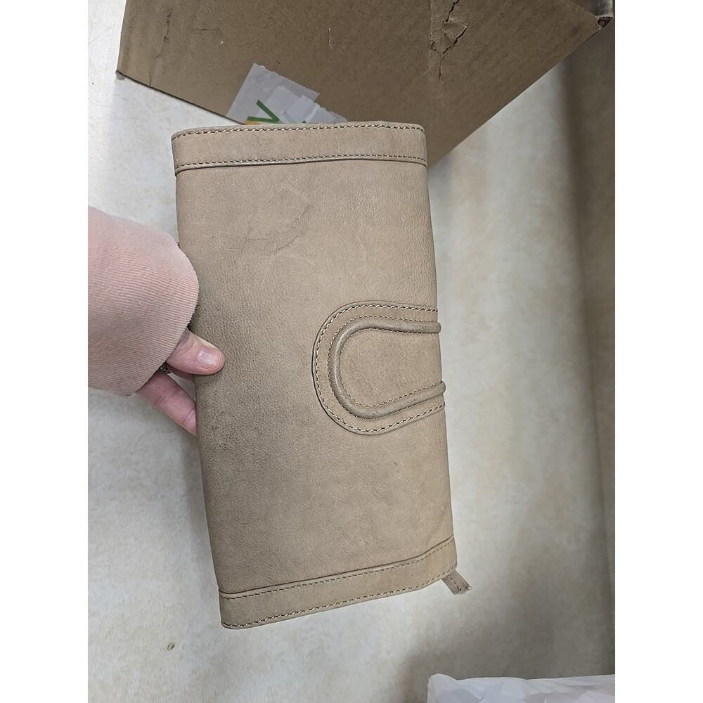Comptoir des Cotonniers Tan Leather Clutch Wallet U-Shape Stitching Designer Bag - Picture 6 of 6